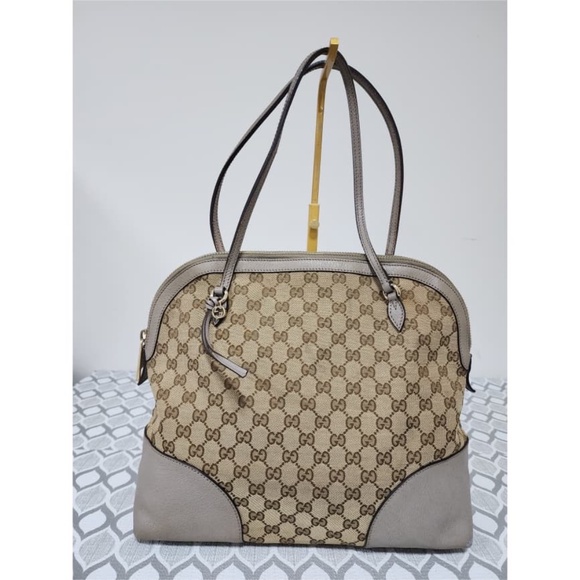 Authentic Gucci Beige/Grey GG Canvas Bree Original Shoulder Bag - Picture 1 of 16